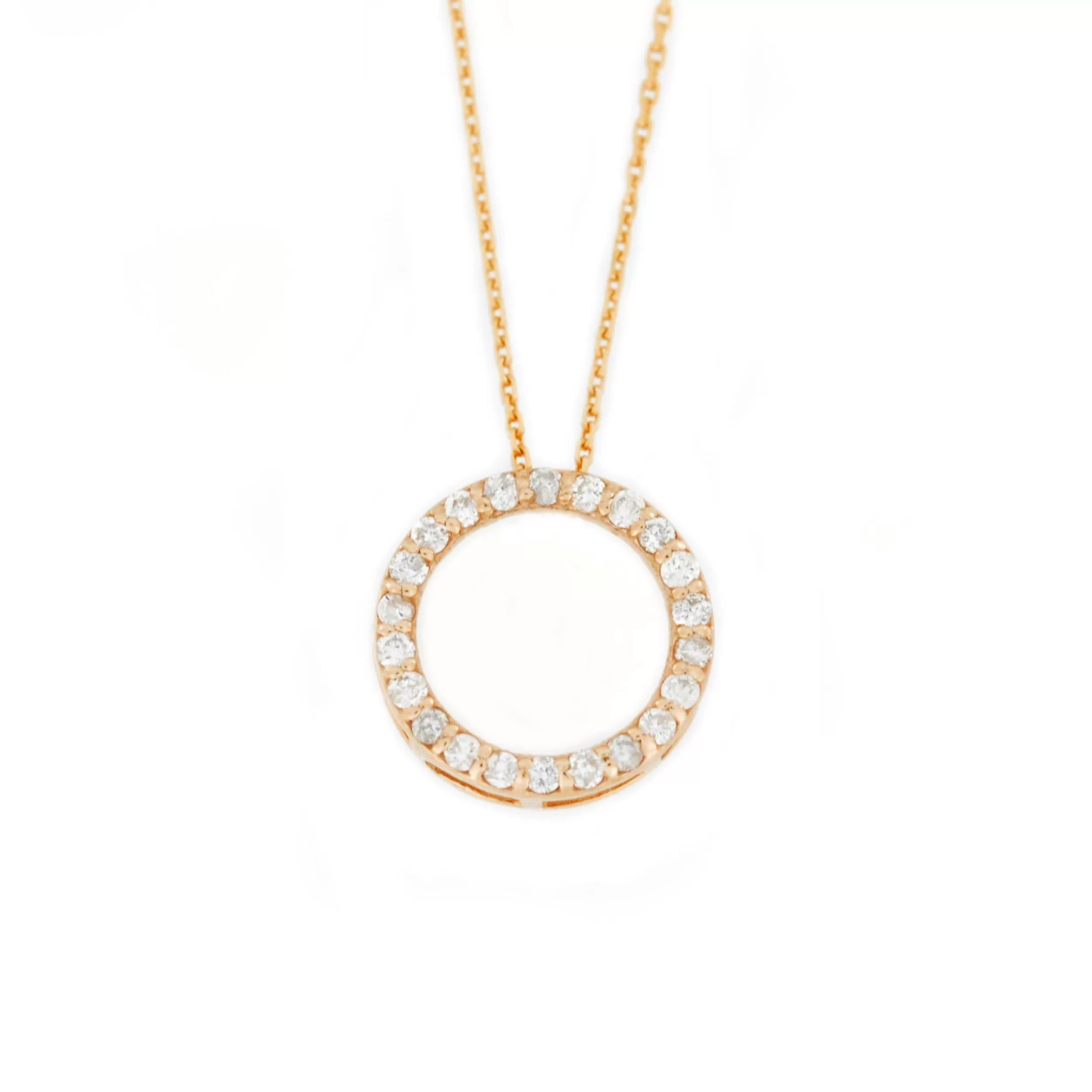 0.13 TCW Round Moissanite Open Circle Necklace for Women