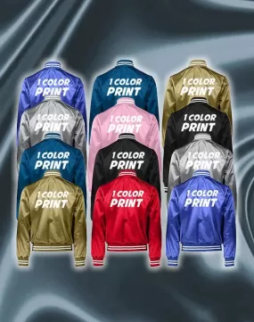 12 1-Color Print Satin Jackets