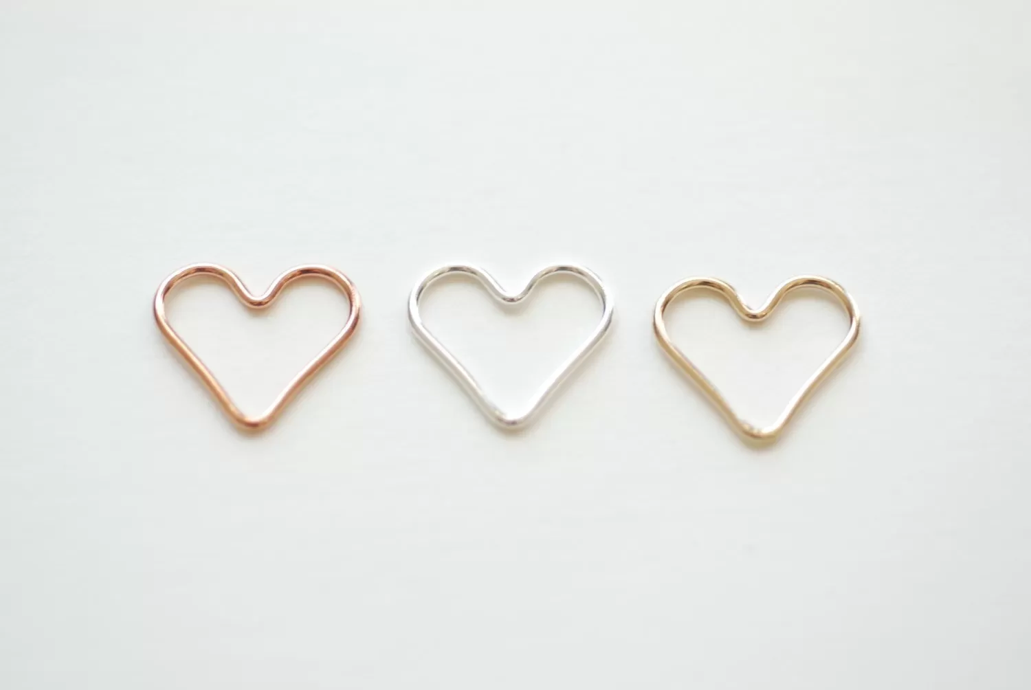 14K Gold-Filled Open Wire Heart, Gold Fill Heart Connector Link Spacer, Heart Charms, Jewelry Supplies, Heart Pendant, Heart Jump Rings