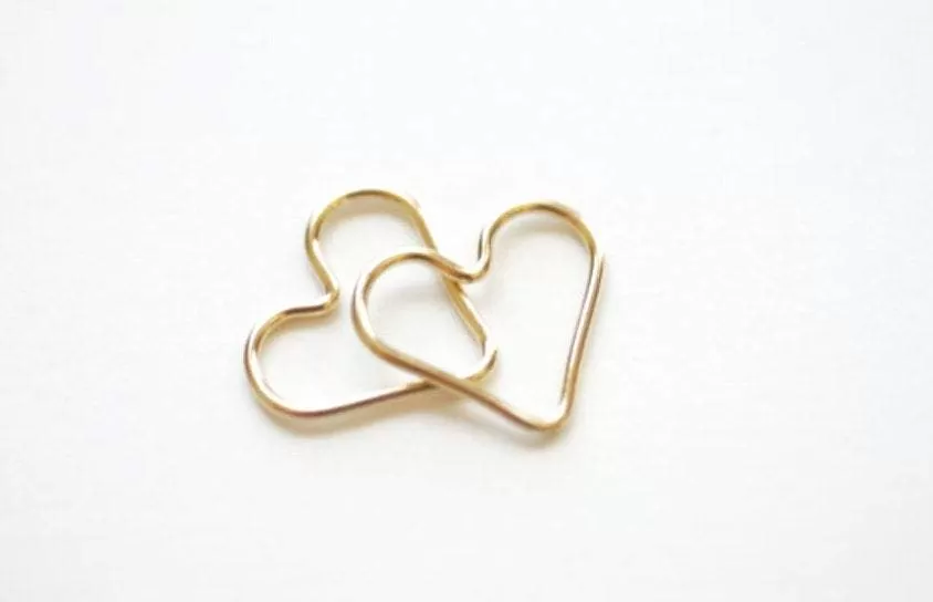 14K Gold-Filled Open Wire Heart, Gold Fill Heart Connector Link Spacer, Heart Charms, Jewelry Supplies, Heart Pendant, Heart Jump Rings