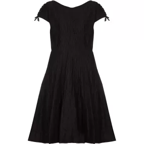 1950s Ben Reig Black Silk Ribbon Dress