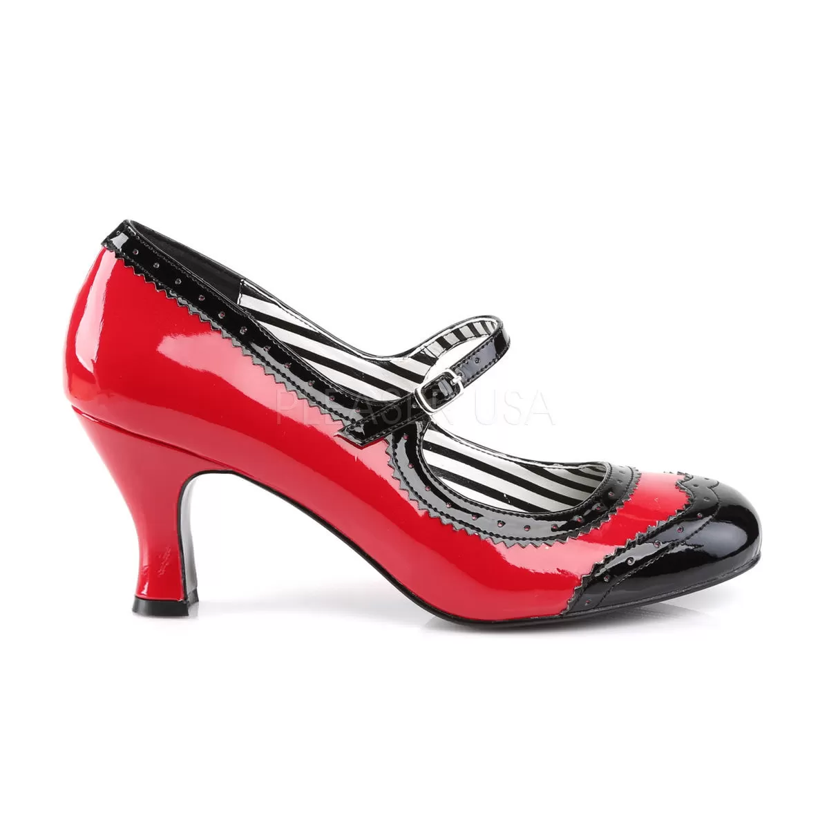 3 Inch Heel JENNA-06 Red-Black Pat