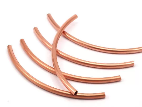 3 Raw Copper Curved Extra Long Tube Findings (110 X 5 Mm) D0479