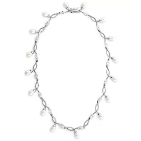 7X420 Rhodium 925 Sterling Silver Necklace with Synthetic in White