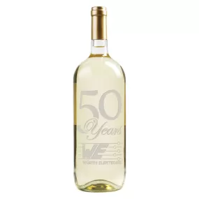 A  Wines Clear Etched Chardonnay White Wine 1.5L with No Color Fill