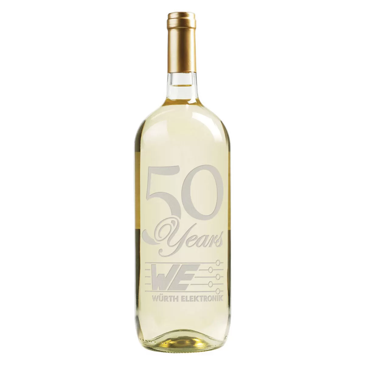 A  Wines Clear Etched Chardonnay White Wine 1.5L with No Color Fill