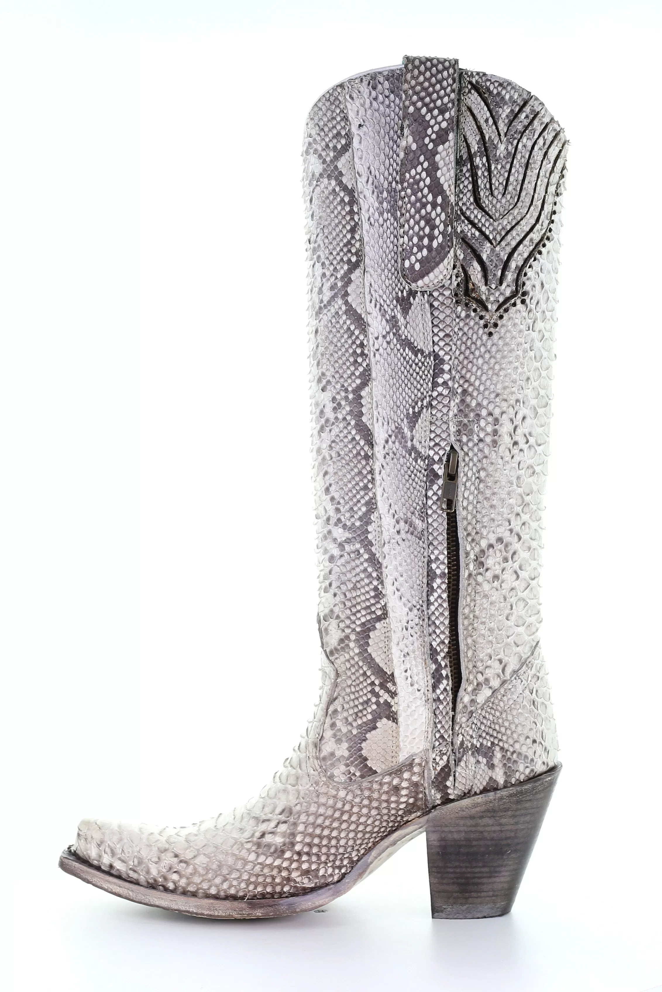 A3789 - Corral white western cowgirl python knee high boots for women