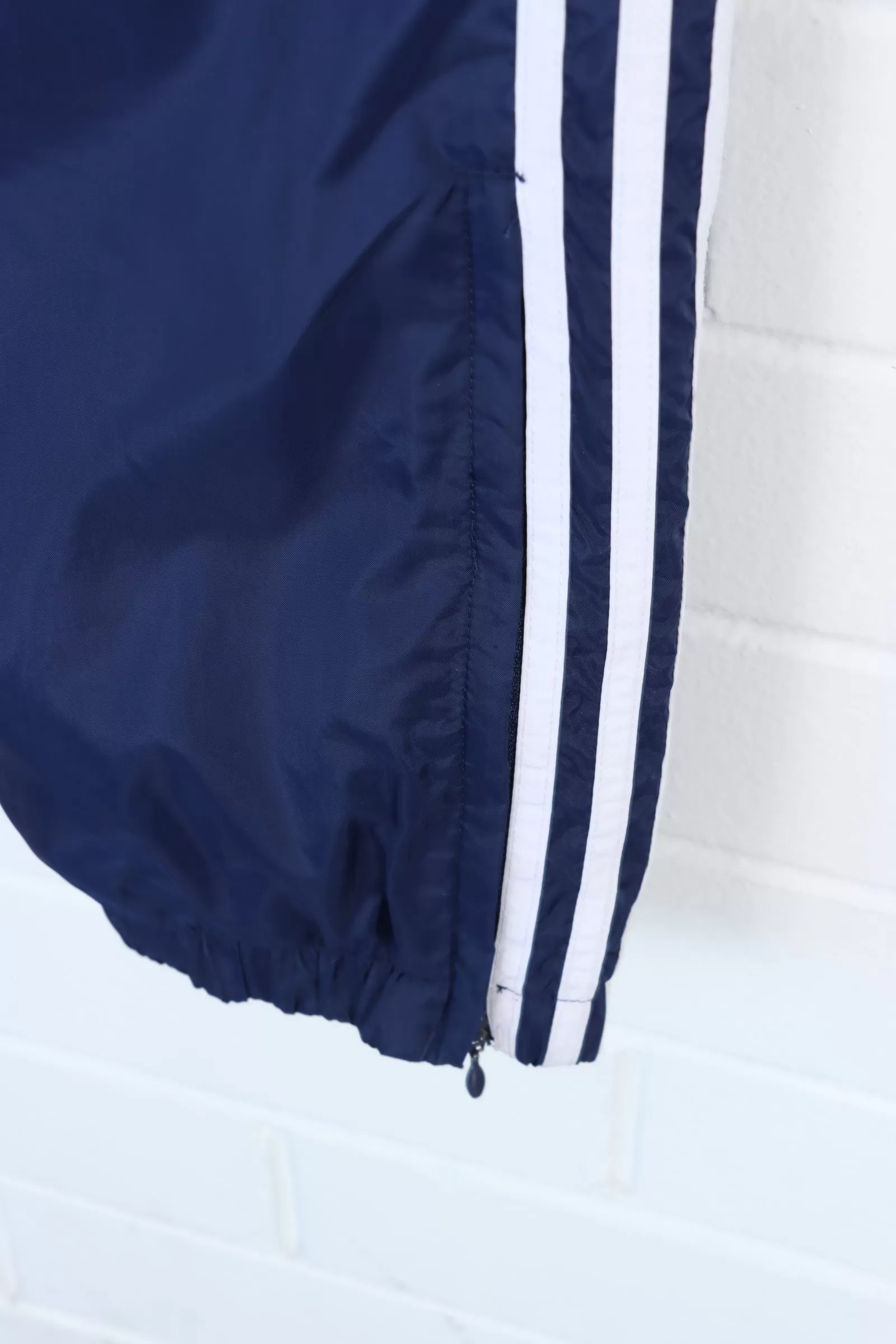 ADIDAS Navy & White Embroidered 3-Stripe Track Pants (XL)