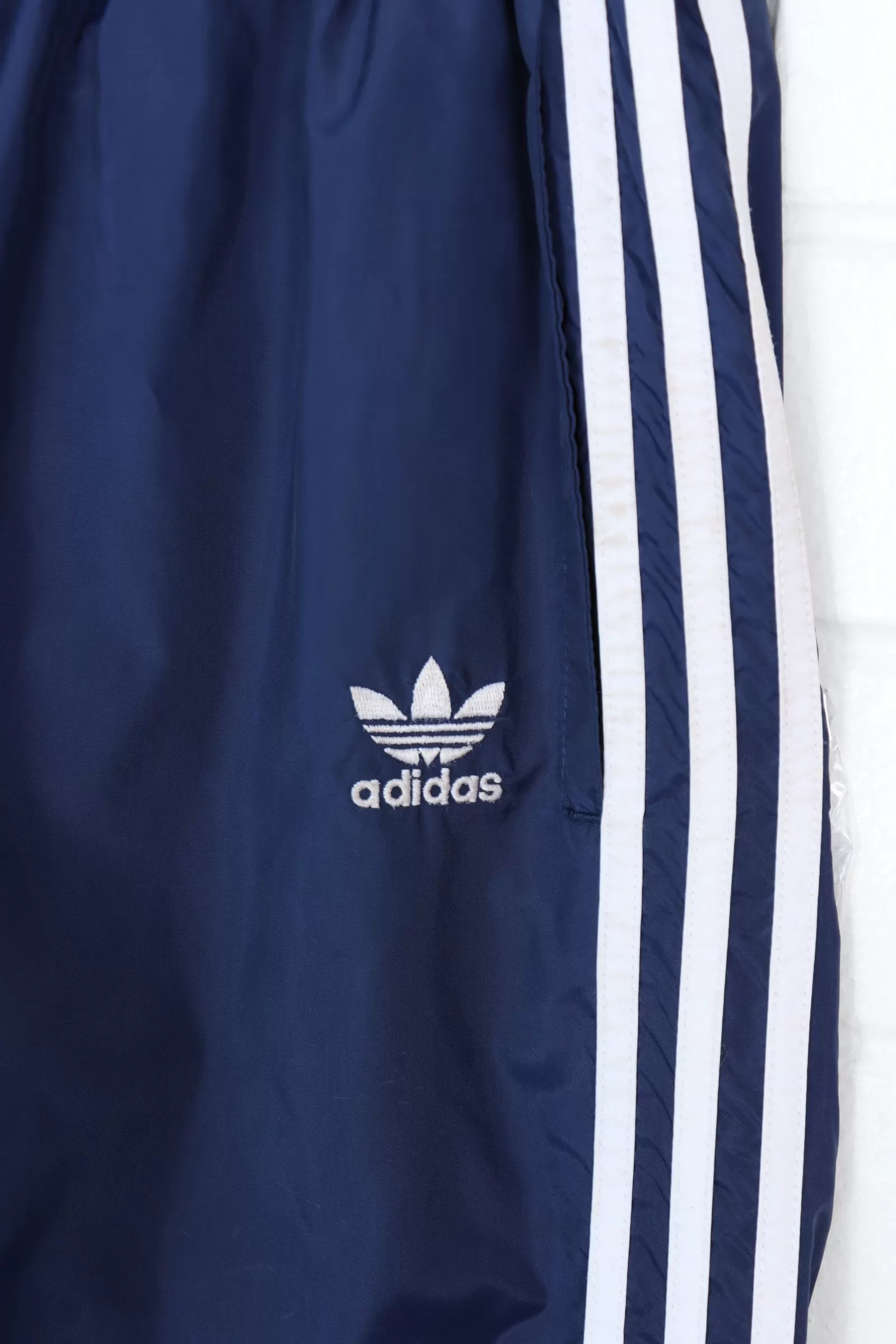 ADIDAS Navy & White Embroidered 3-Stripe Track Pants (XL)