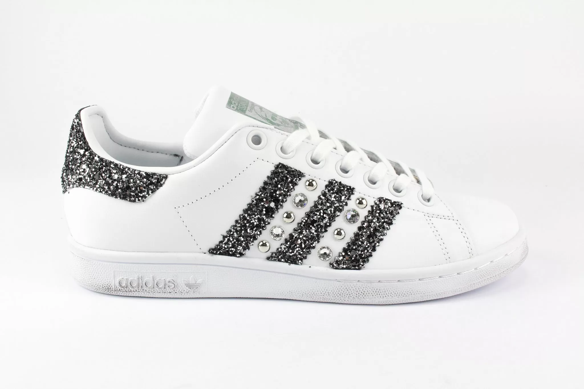 Adidas Stan Smith Strass Black Silver Glitter & Borchie