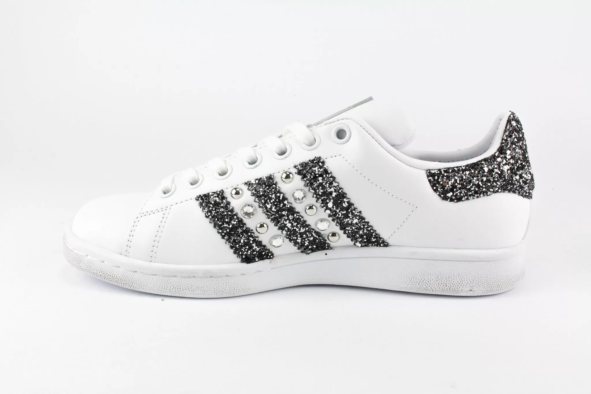 Adidas Stan Smith Strass Black Silver Glitter & Borchie