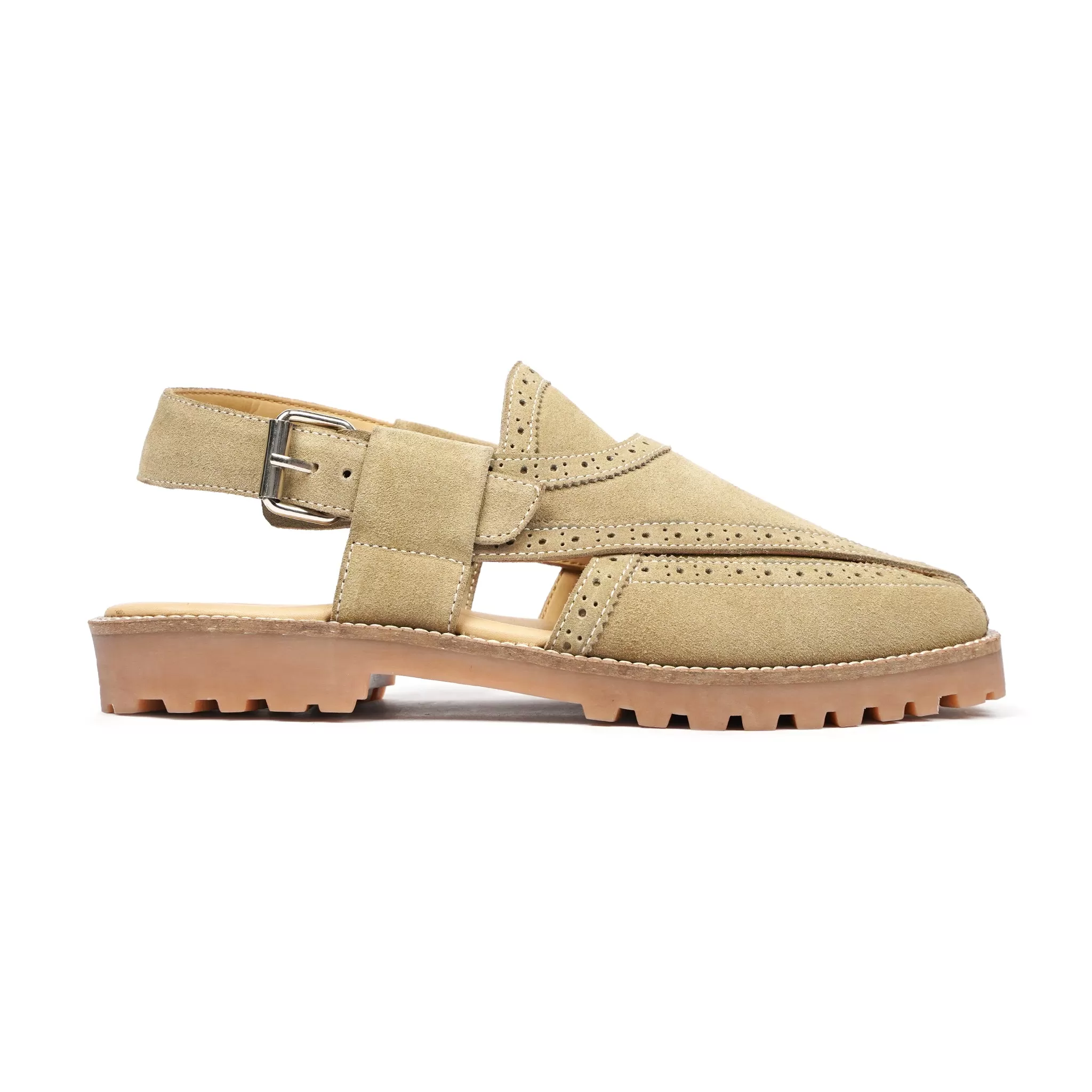 Akari - Men's Camel Kid Suede Sandal