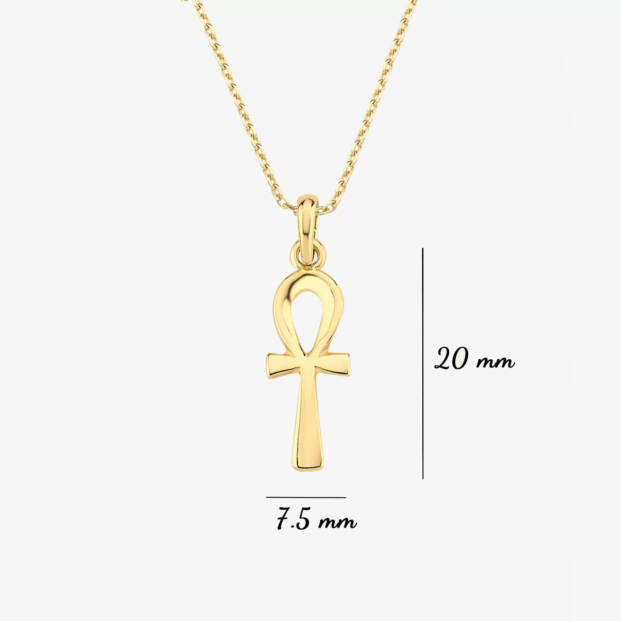 Ankh Cross Necklace | 14K Solid Gold