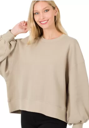 Ash Mocha Balloon Sleeve Sweatshirt