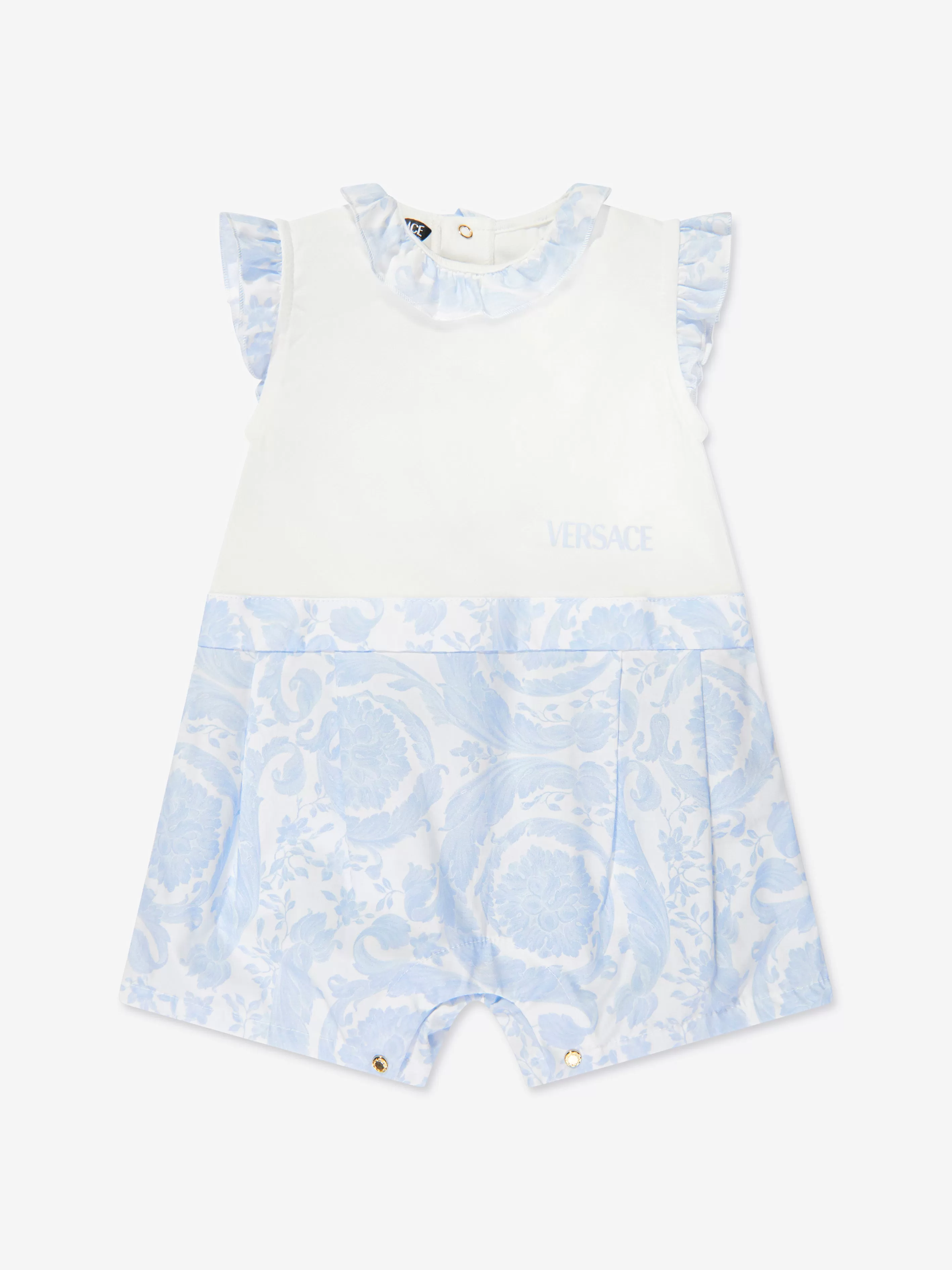 Baby Boys Barocco Logo Romper in Blue