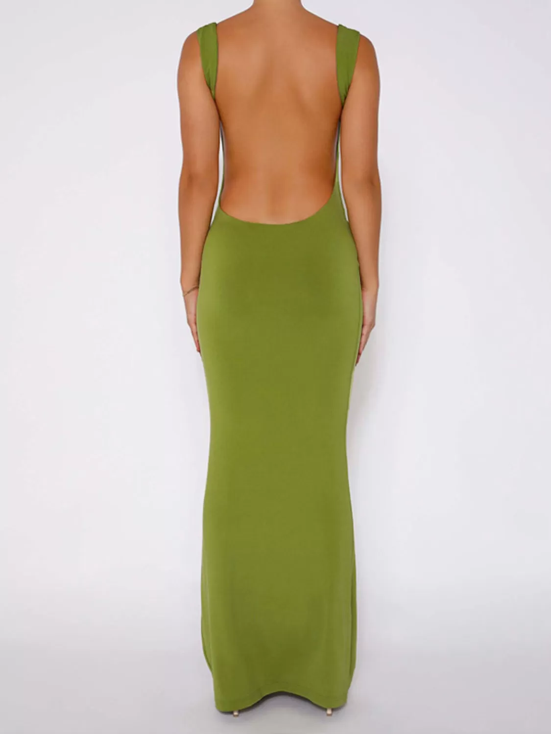 Backless Wide Strap Maxi Dress