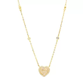 Baguette CZ Heart with Bezel Stones