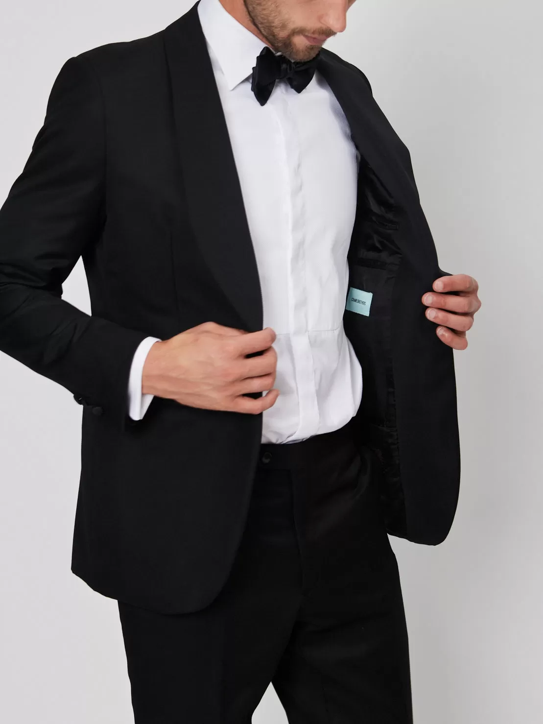 Black Wool and Mohair Shawl Lapel Tuxedo