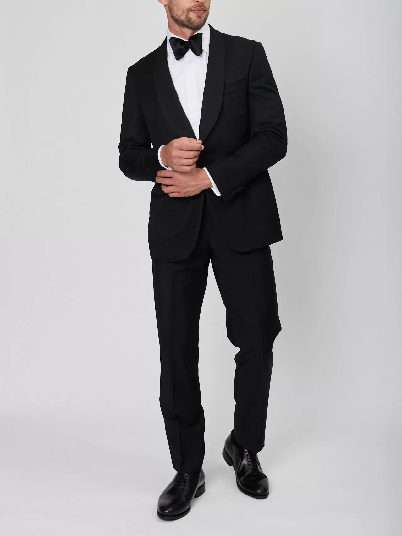 Black Wool and Mohair Shawl Lapel Tuxedo