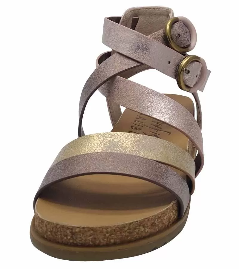 Blowfish Womens Rose Gold Crossover Strap Summer Sandal - Fandie B