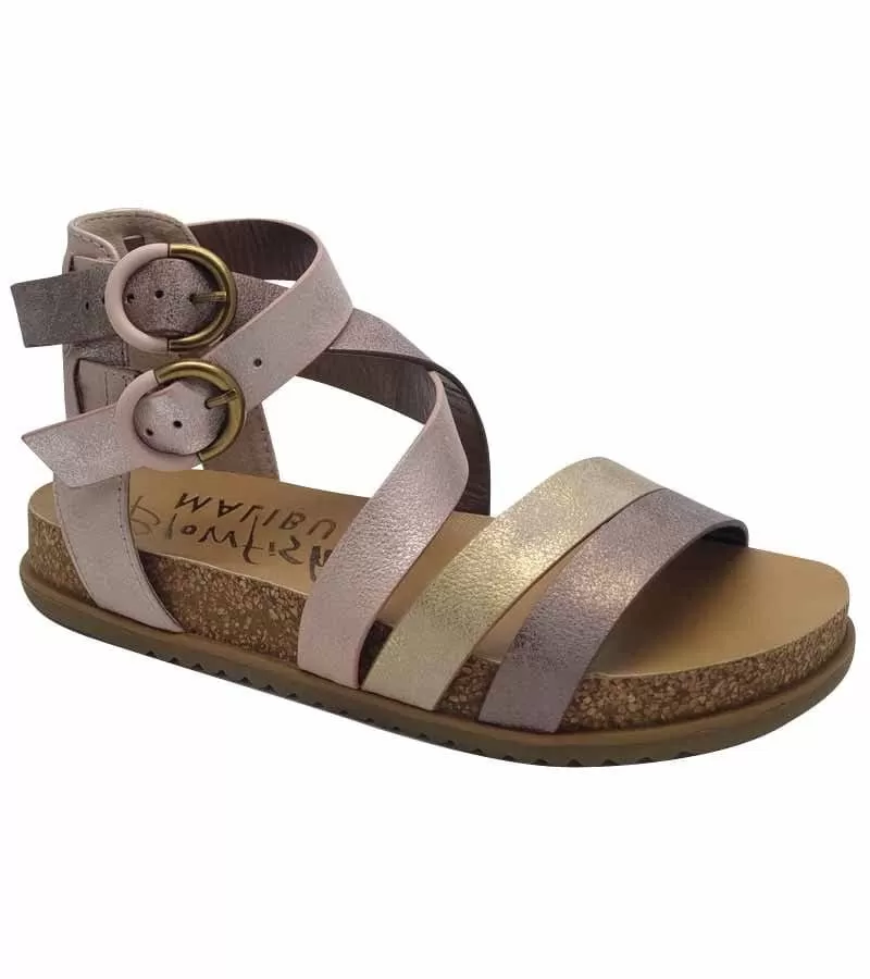 Blowfish Womens Rose Gold Crossover Strap Summer Sandal - Fandie B