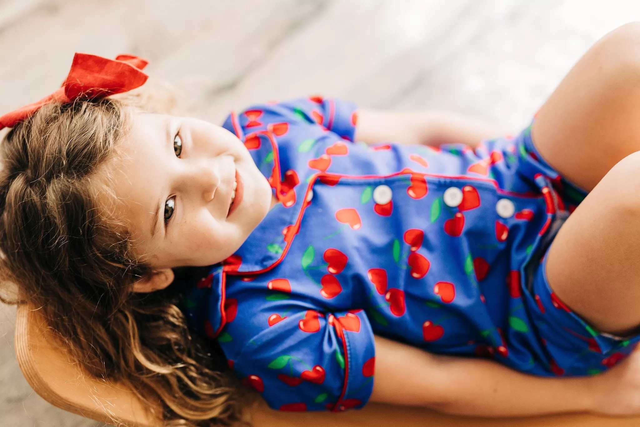 Button Down Pajamas - Bright Cherries