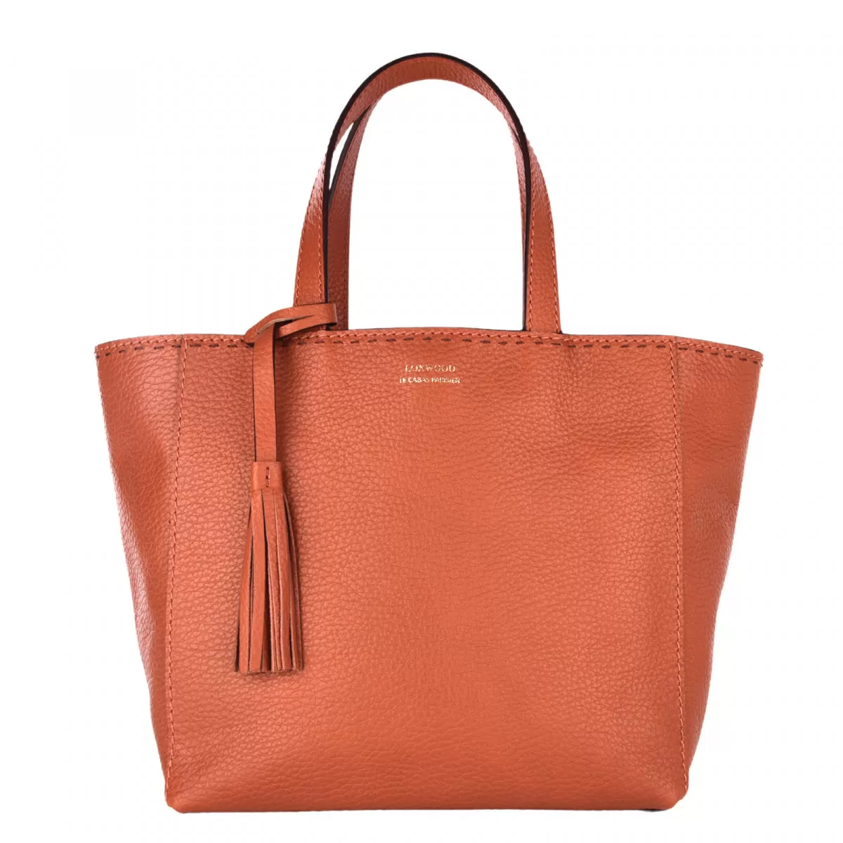 Cabas parisien Loxwood en cuir grainé - Orange Ambre