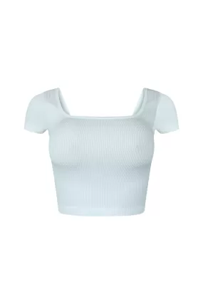 Camille Ribbed Short Sleeve Crop Top