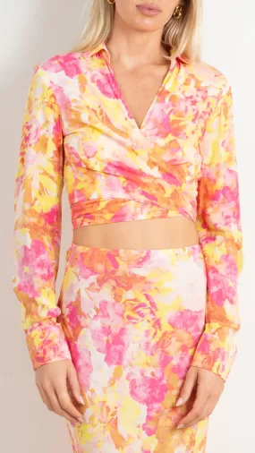 Camille Wrap Blouse - Aurora Pink