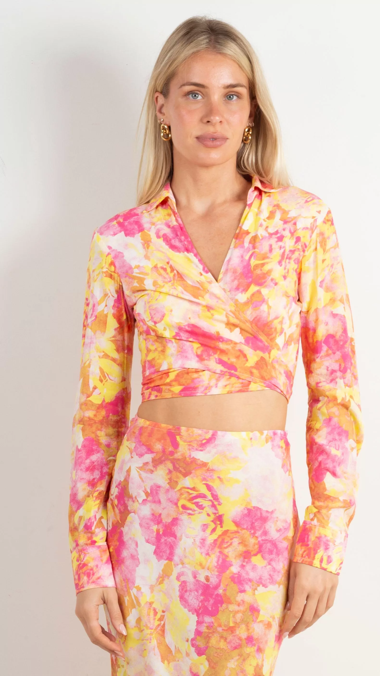 Camille Wrap Blouse - Aurora Pink