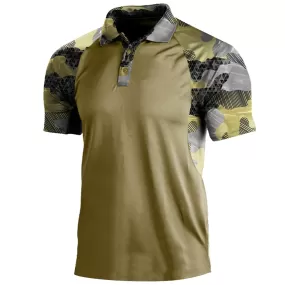 CAMO PRINTED RAGLAN POLO SHIRT