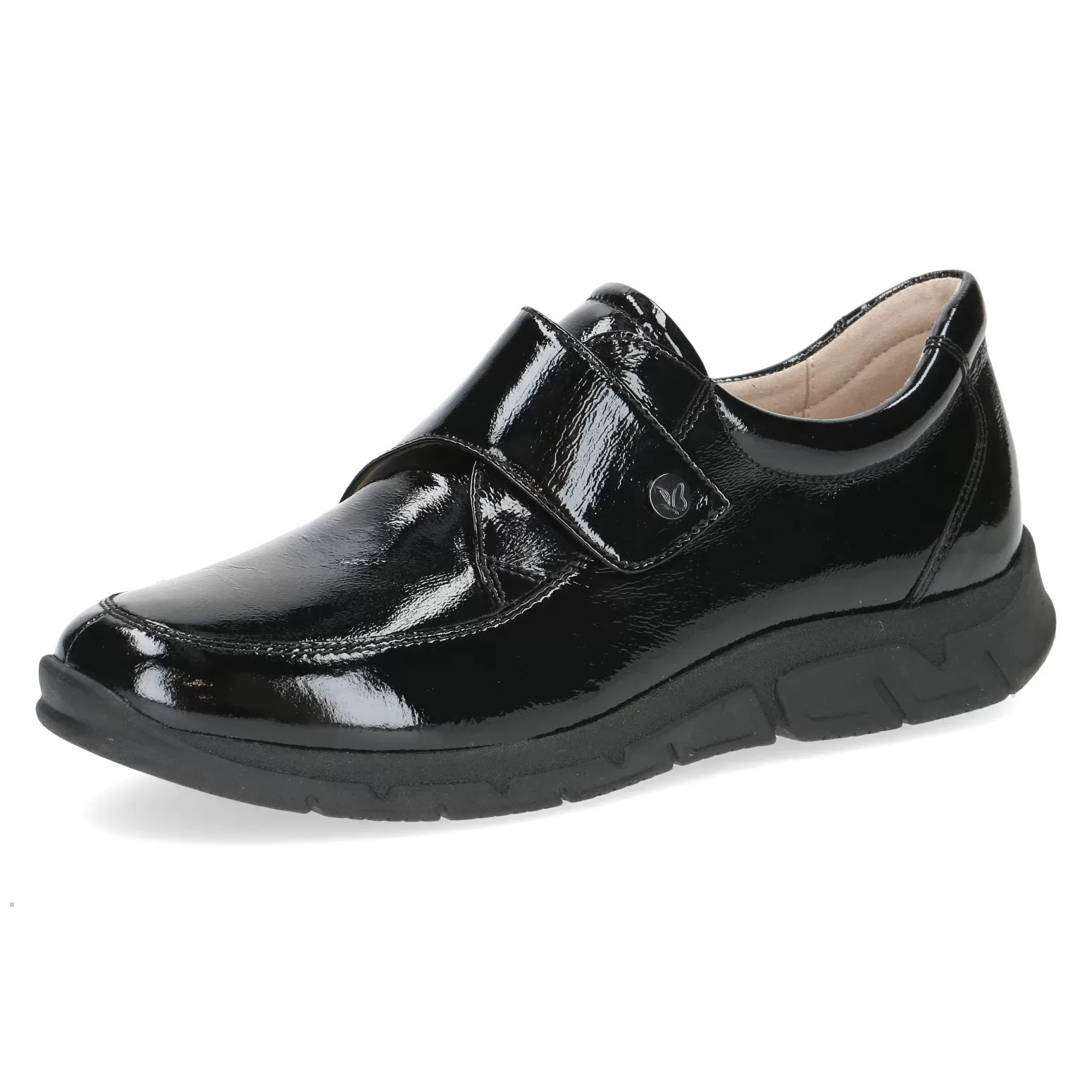 Caprice Ladies Black Shoes Black Patent Hook & Loop Strap 24652-017