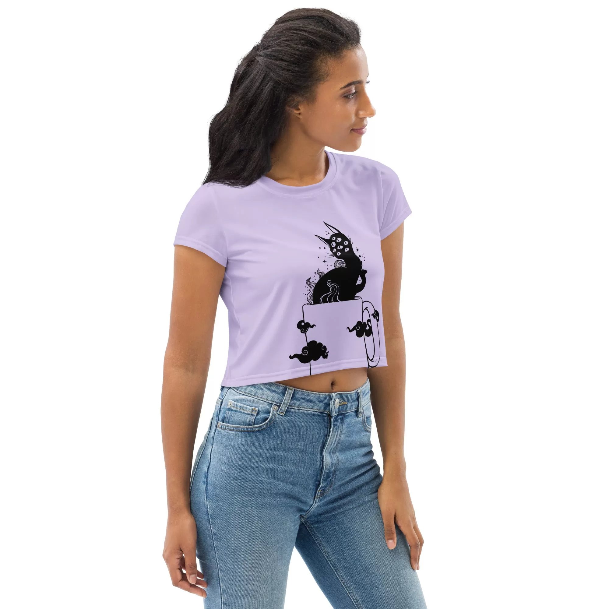 Cat In Cup, Sublimation Crop Top