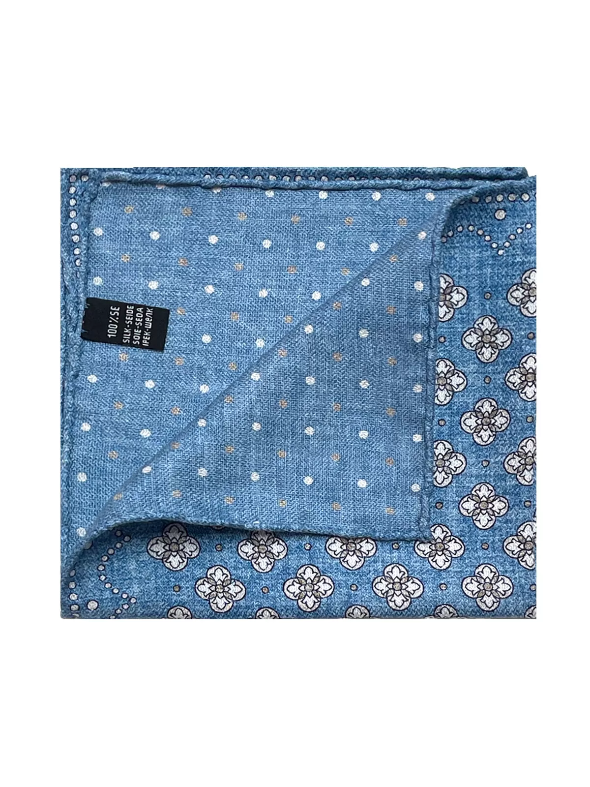 Cerulean Blue Medallion Printed Silk Pochette