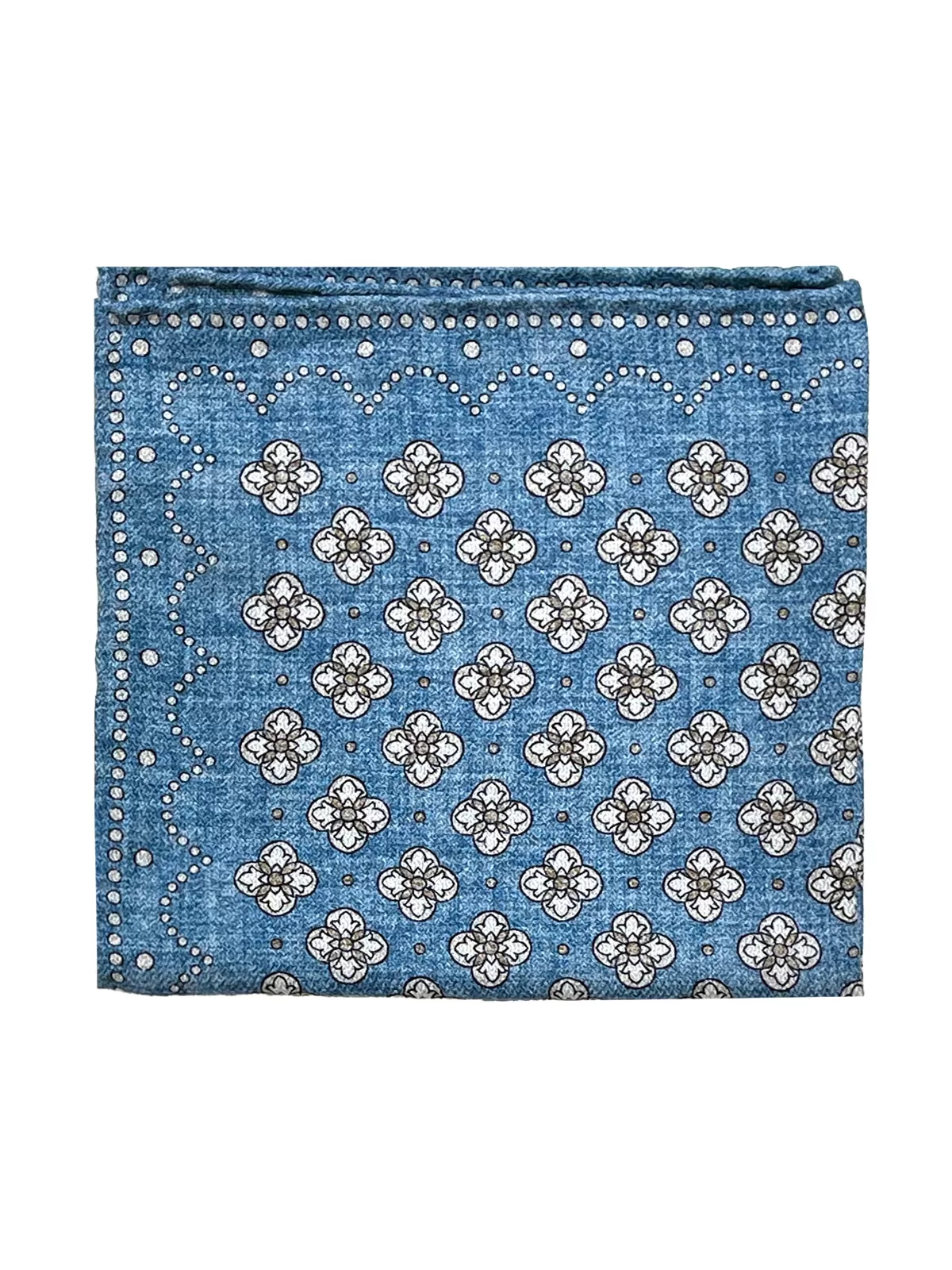 Cerulean Blue Medallion Printed Silk Pochette