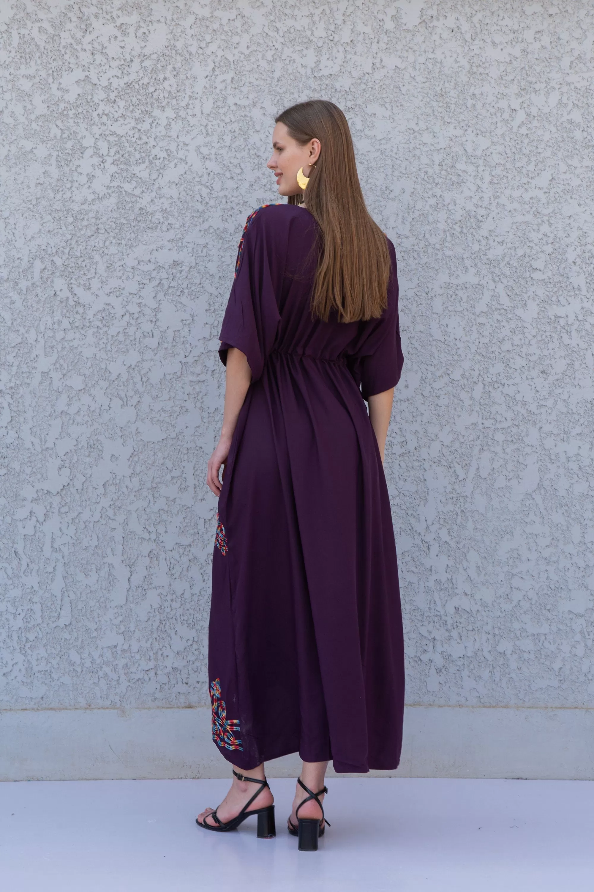 Chic Purple embroidered kaftan dress, house dress, African women clothing, Boho, caftans for women, caftans, kaftans, house kaftan