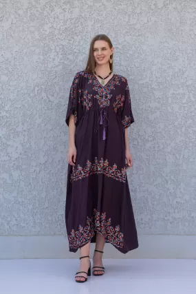 Chic Purple embroidered kaftan dress, house dress, African women clothing, Boho, caftans for women, caftans, kaftans, house kaftan