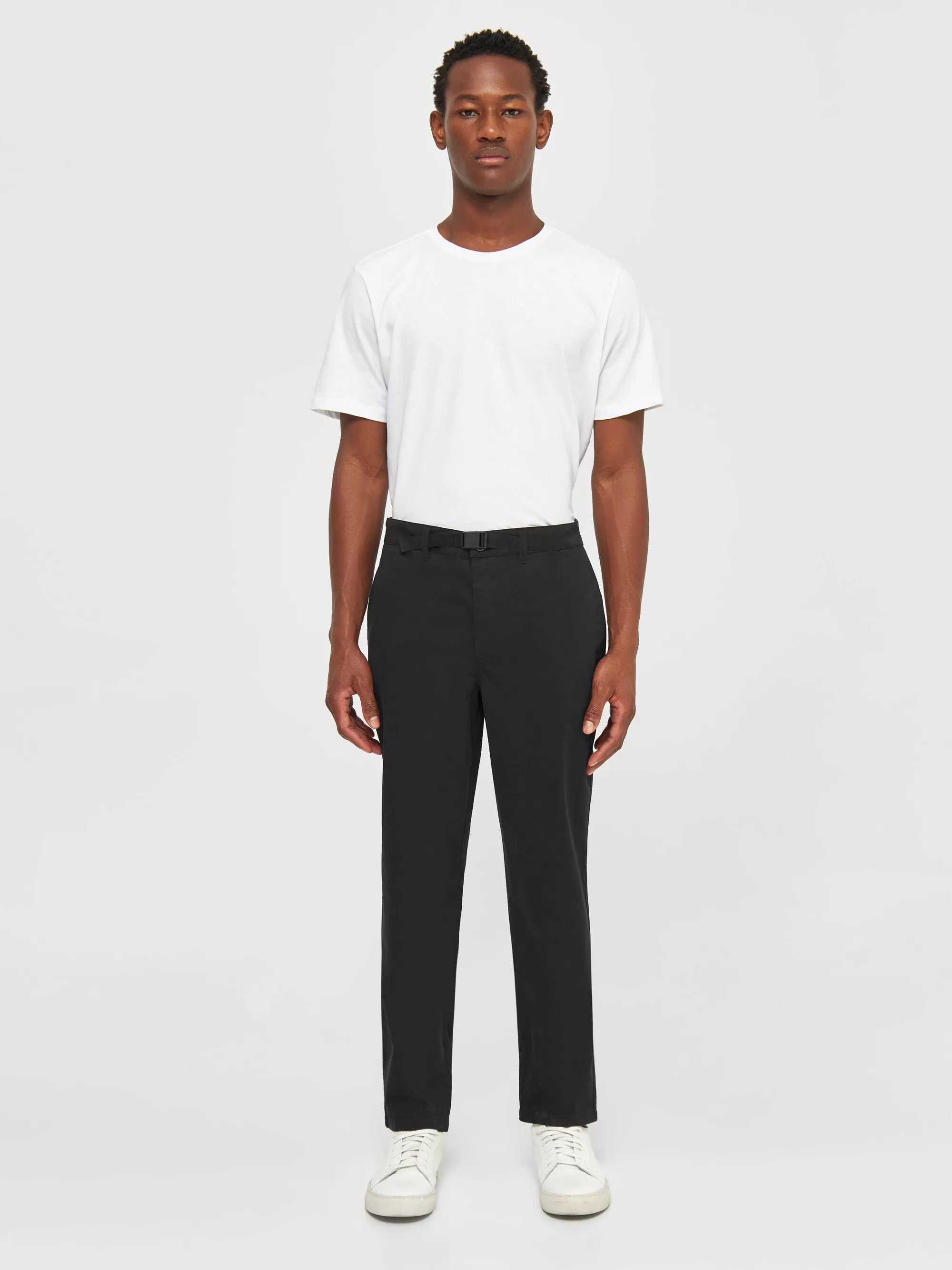 CHUCK regular twill belt chino pants - Black Jet