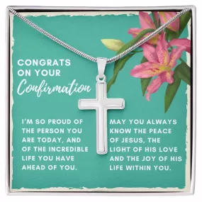 Confirmation Gift for Her, I'm Proud of the Person You Are Today Stainless Steel Cross Necklace