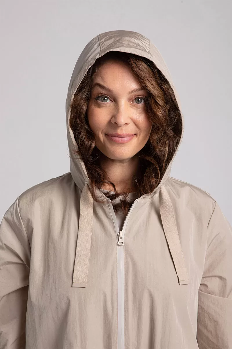 Convoy Zip Front Hooded Rain Jacket | Cashew