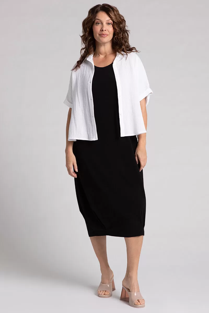 Cotton Gauze Half Sleeve Bolero Shirt | White