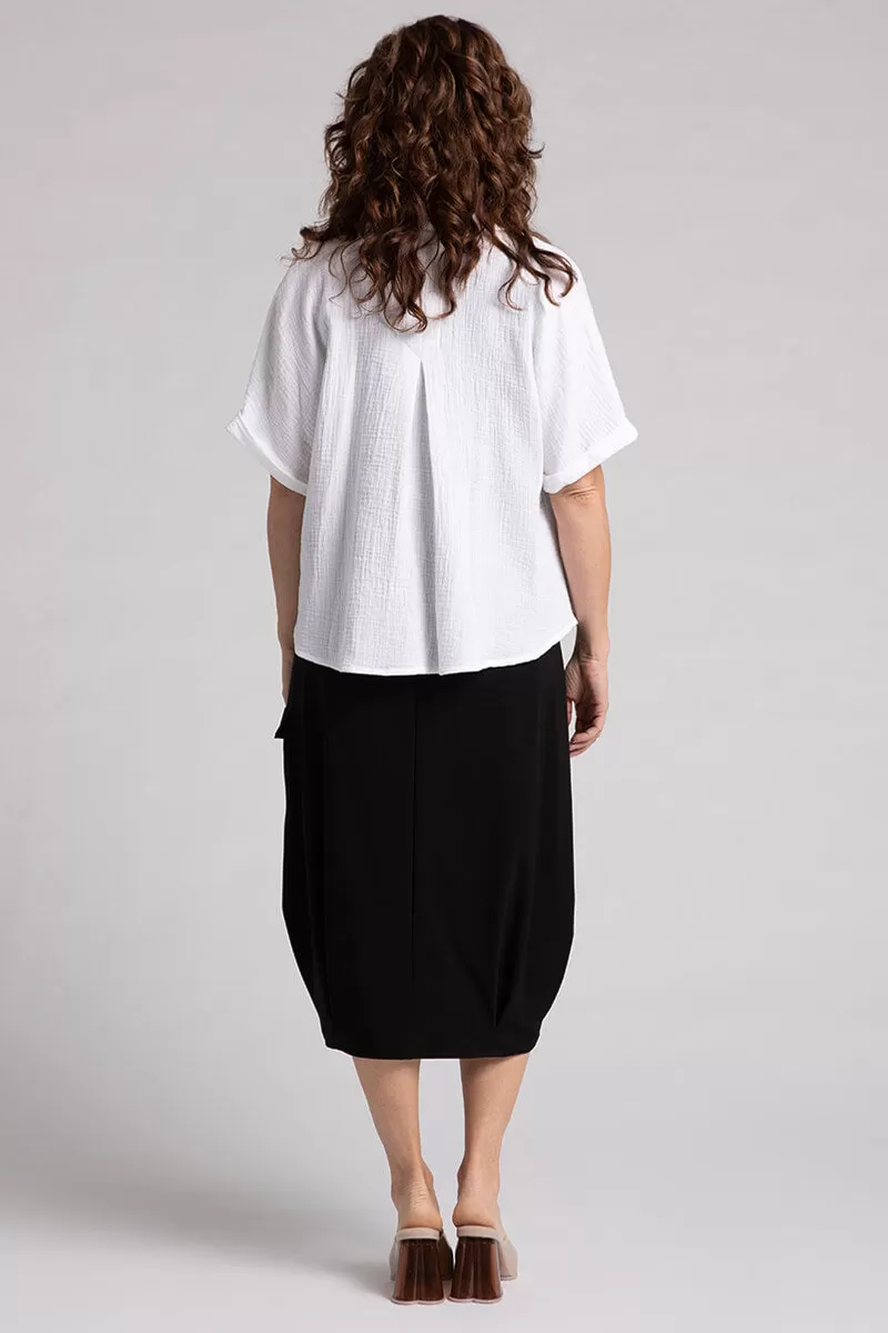 Cotton Gauze Half Sleeve Bolero Shirt | White