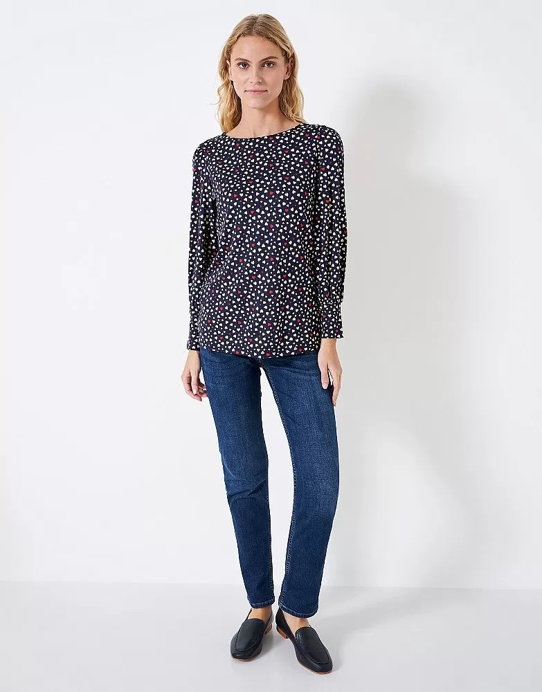 Crew Clothing - Blousson Printed Jersey Top - Navy Red Heart