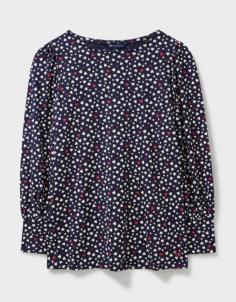 Crew Clothing - Blousson Printed Jersey Top - Navy Red Heart