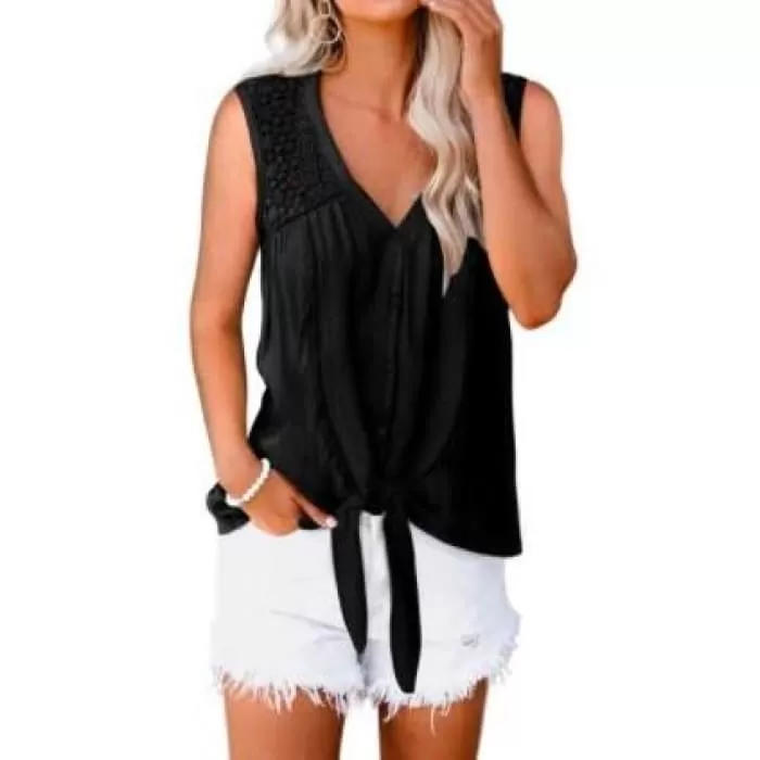 Crochet Shoulder/Back Top- Black