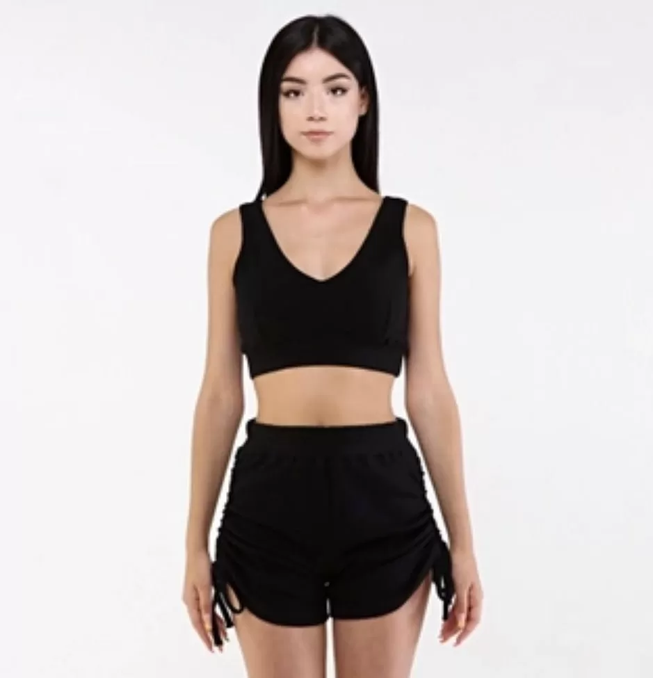 Crop Ribbed v-neck sports tank