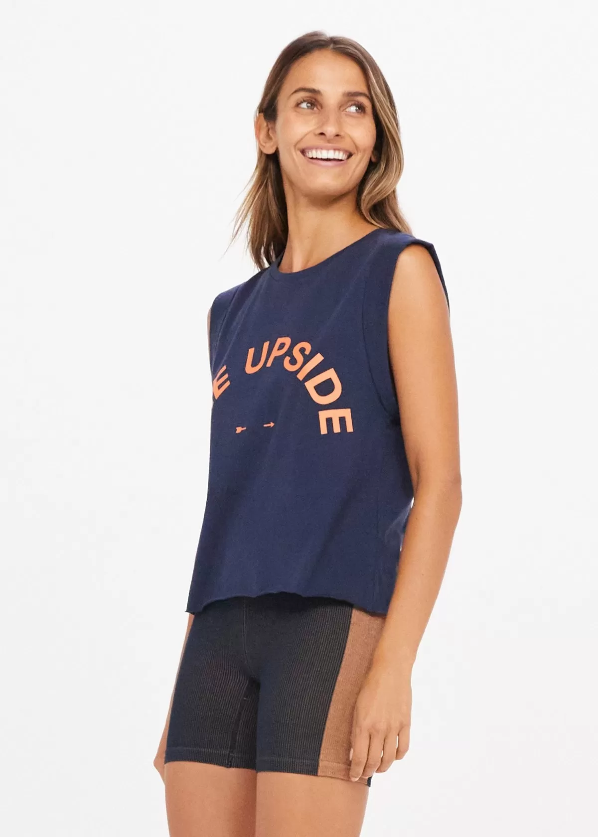 Cropped Muscle Tank Navy