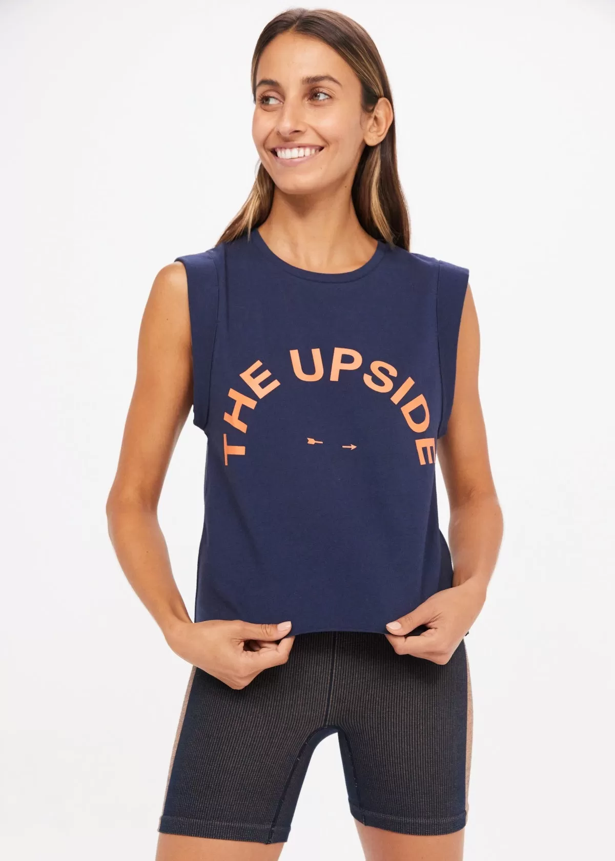 Cropped Muscle Tank Navy