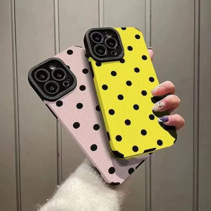 Cute Simple Polka Dots Phone Case for iPhone 15, 14, 13, 12, 11 Pro Max, 15, 14, 13 Mini, X, XR, XS Max, 7, 8 Plus