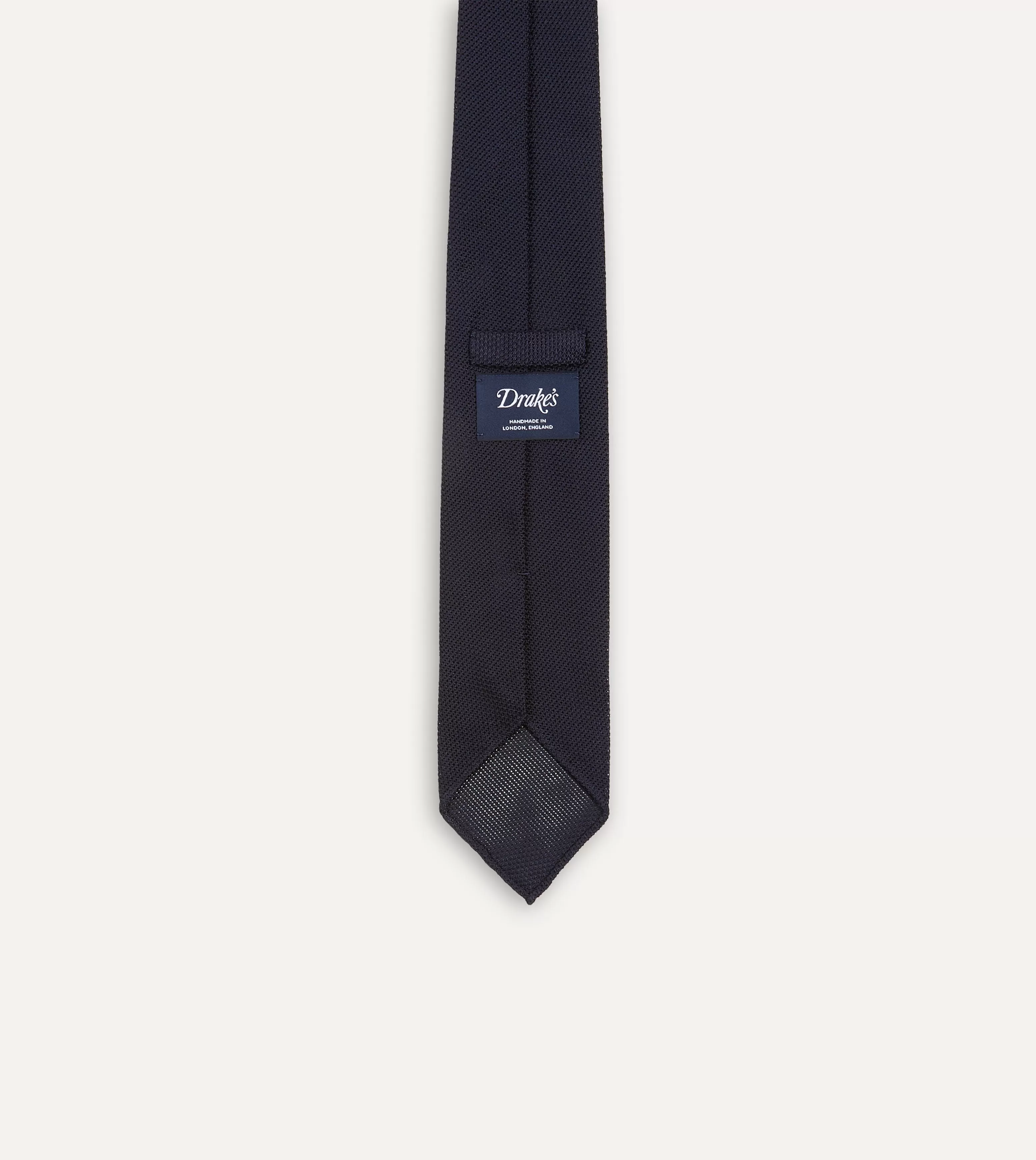 Dark Navy Fine Woven Grenadine Silk Hand Rolled Tie